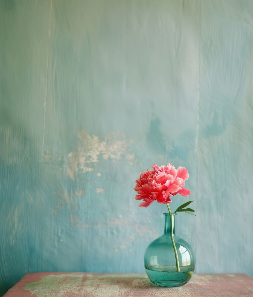 Peony in minimal vase table painting flower.