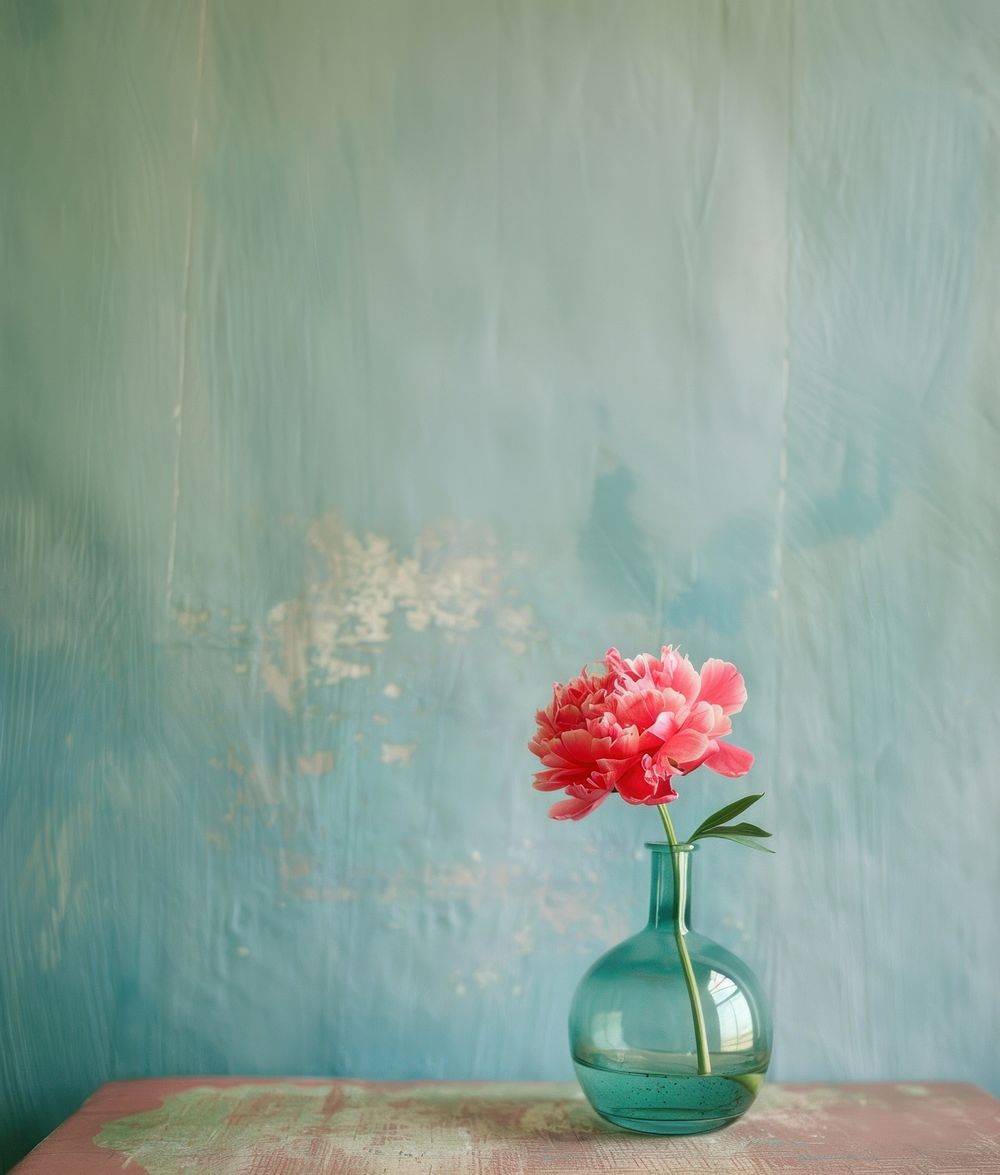 Peony minimal vase table painting Free Photo rawpixel