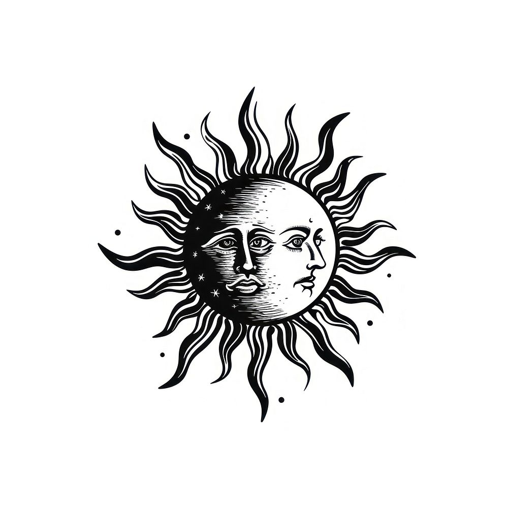 Moon and sun drawing sketch logo.