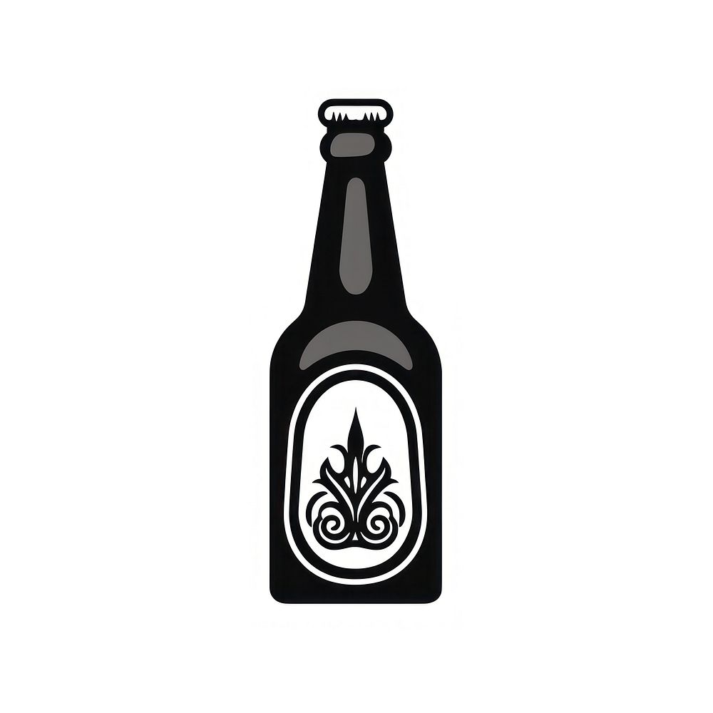 Beer bottle drink black logo.