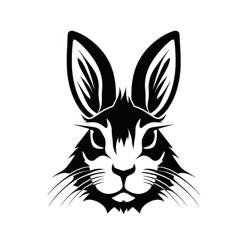 Cute rabbit logo animal black.