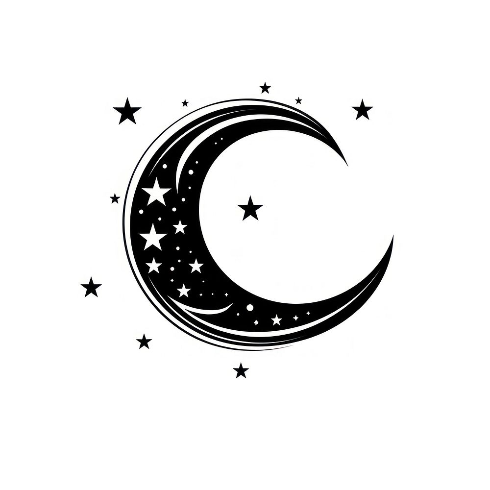 Crescent moon logo monochrome astronomy.