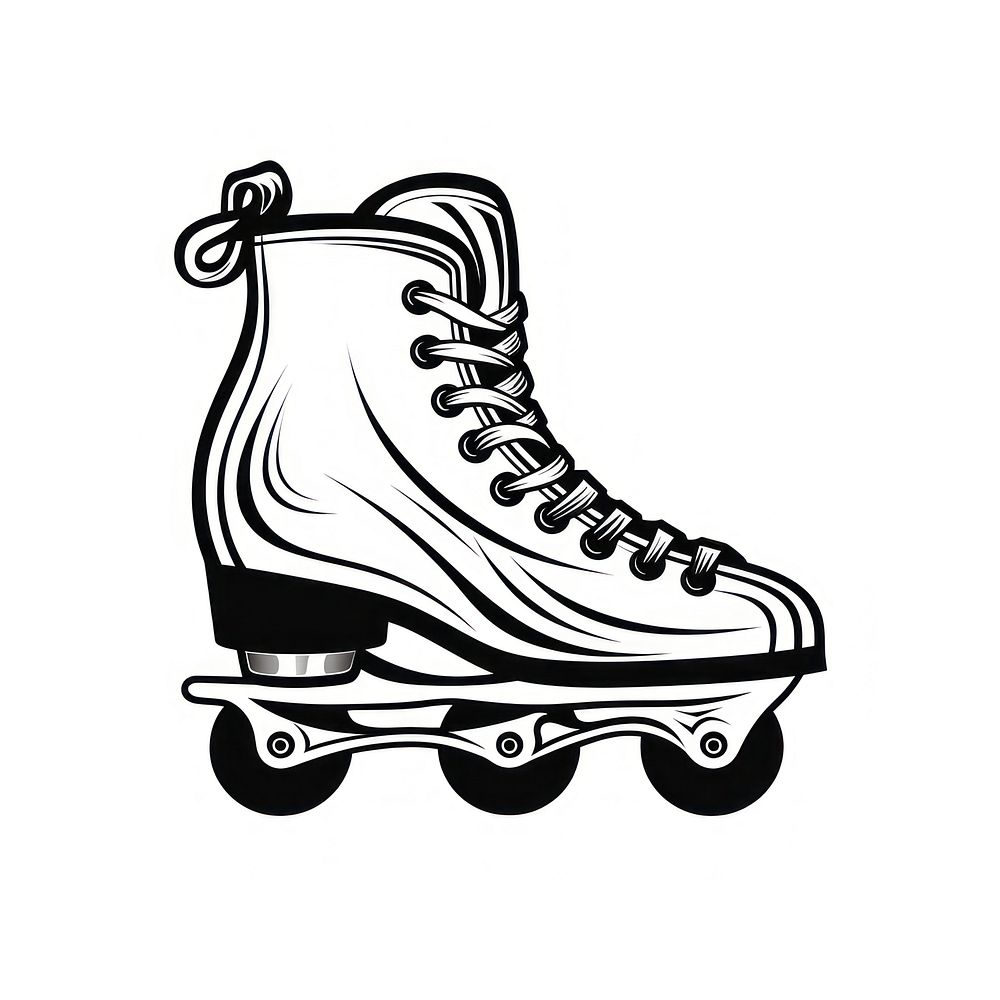 Ice skate shoe black white footwear.