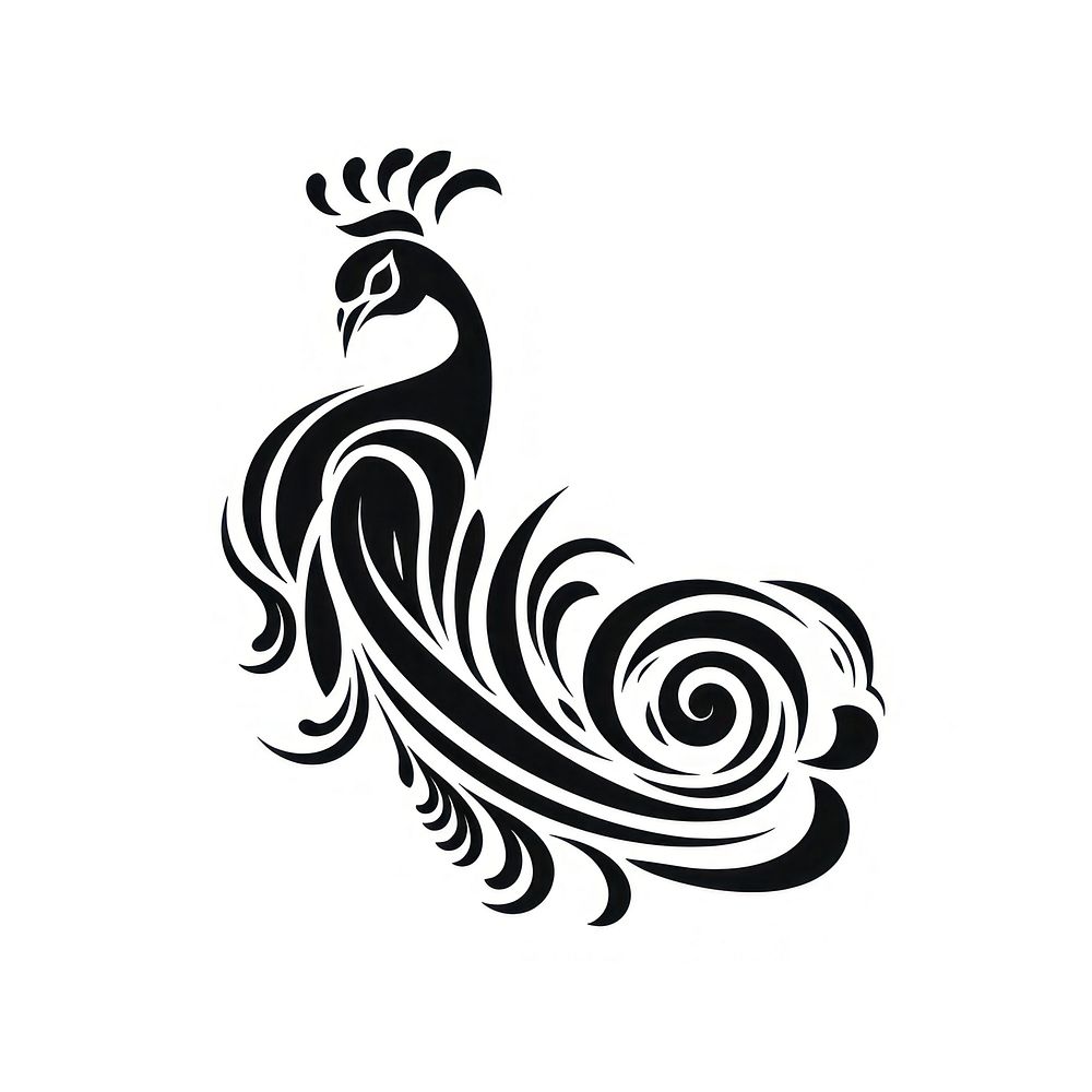 Peacock pattern white black.