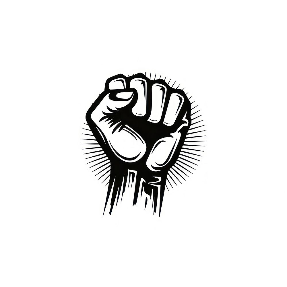 Raised fist black hand logo.