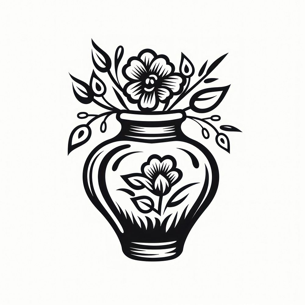 Simple vase pottery white logo.