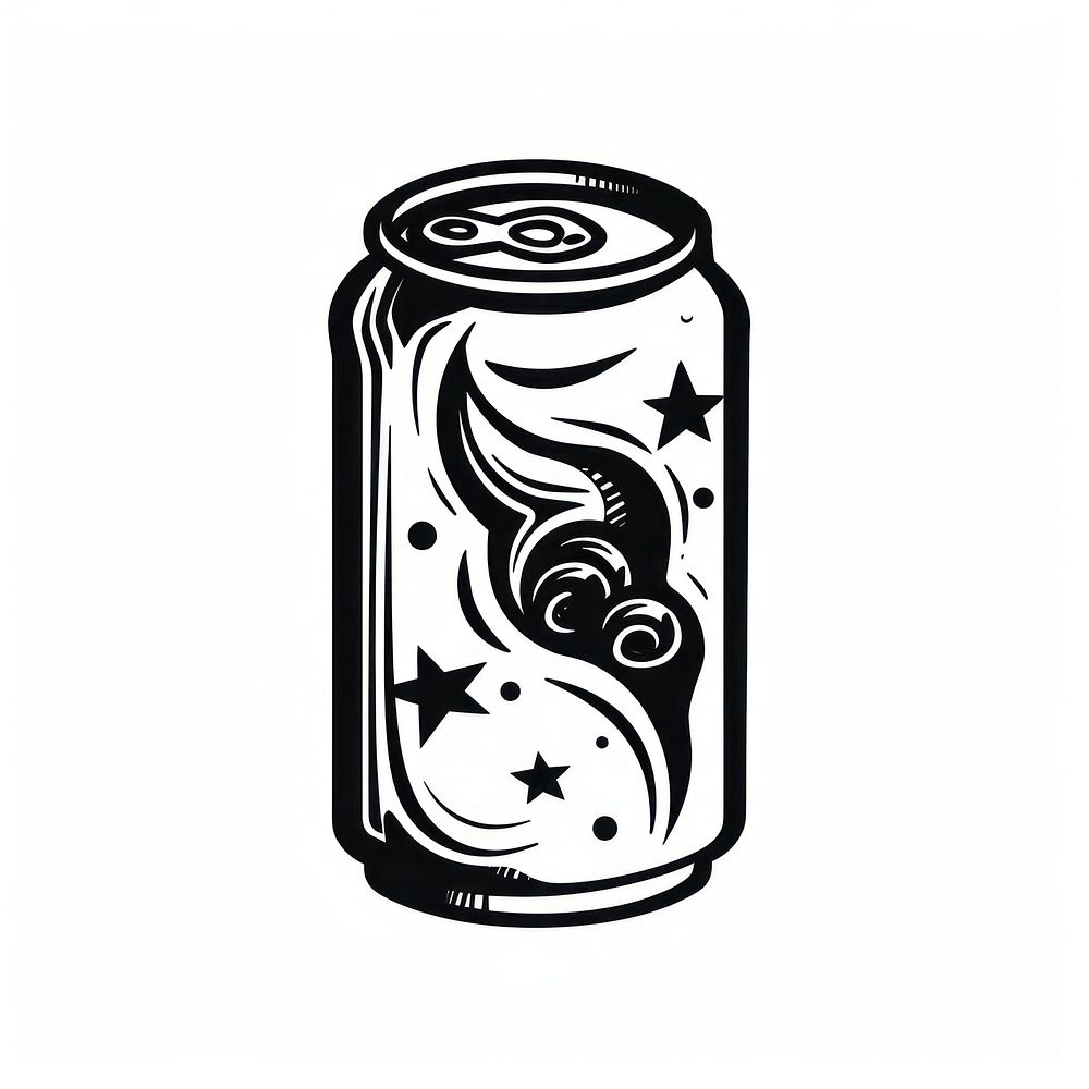 Soda can drink black white background.