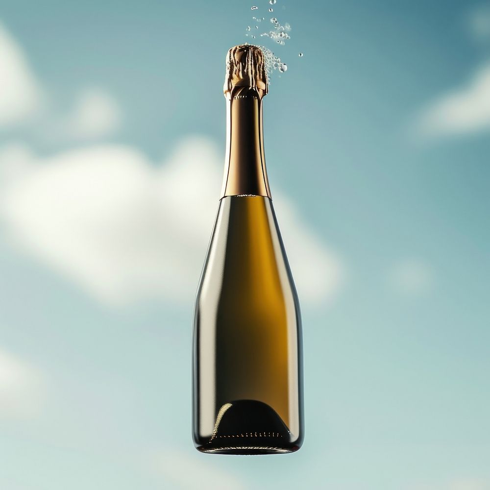 Blank champagne bottle drink wine sky.