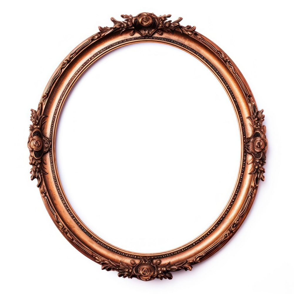 Oval frame vintage jewelry photo white background.