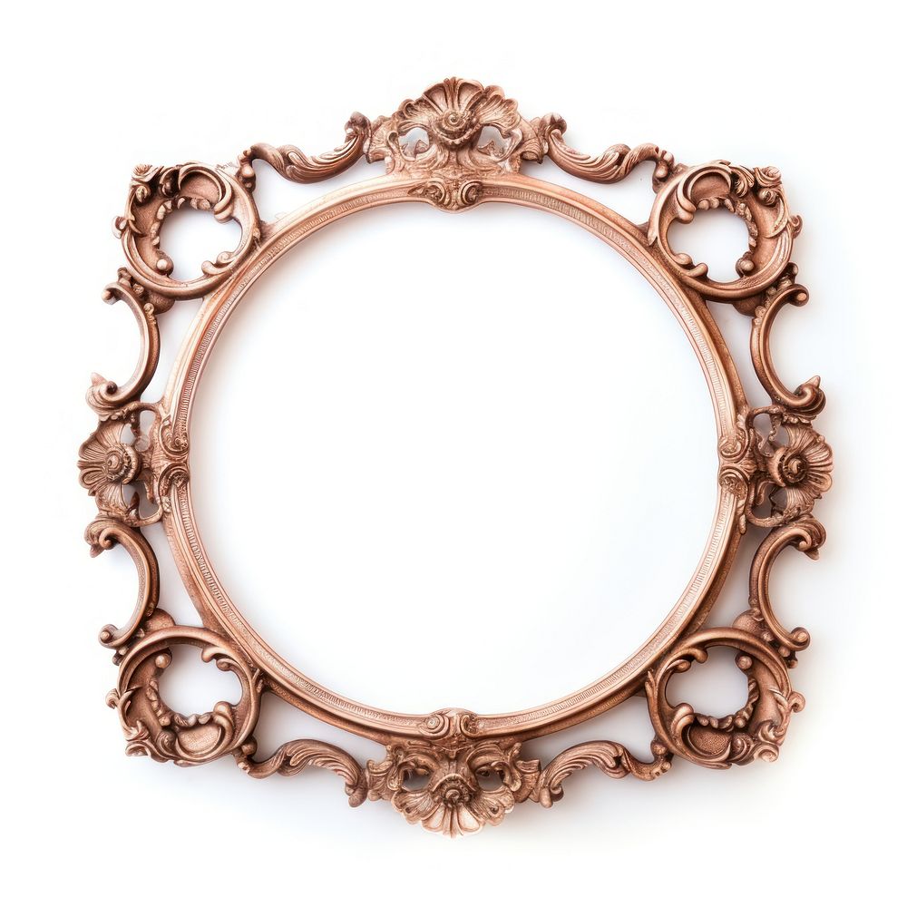 Pastel brown citcle frame vintage jewelry photo white background.