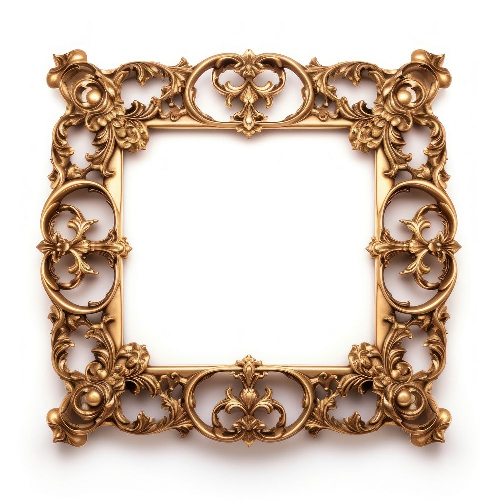 Rococo square frame vintage backgrounds gold white background.