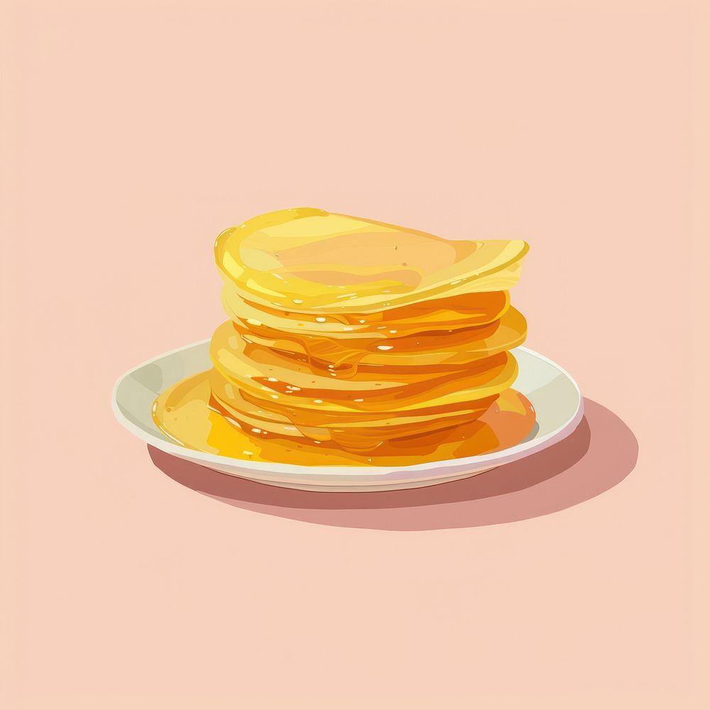 Y2k illustration of honey pancake plate food.