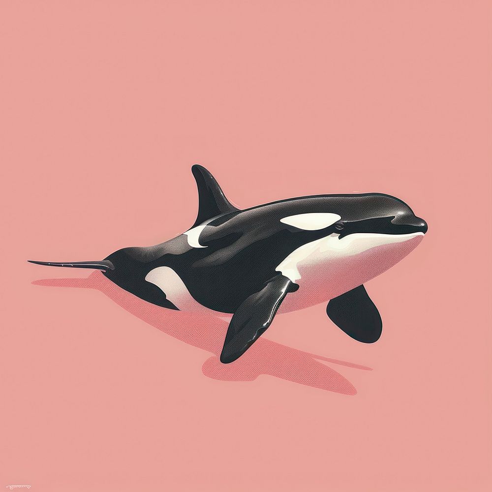 Y2k illustration of orca animal mammal whale.