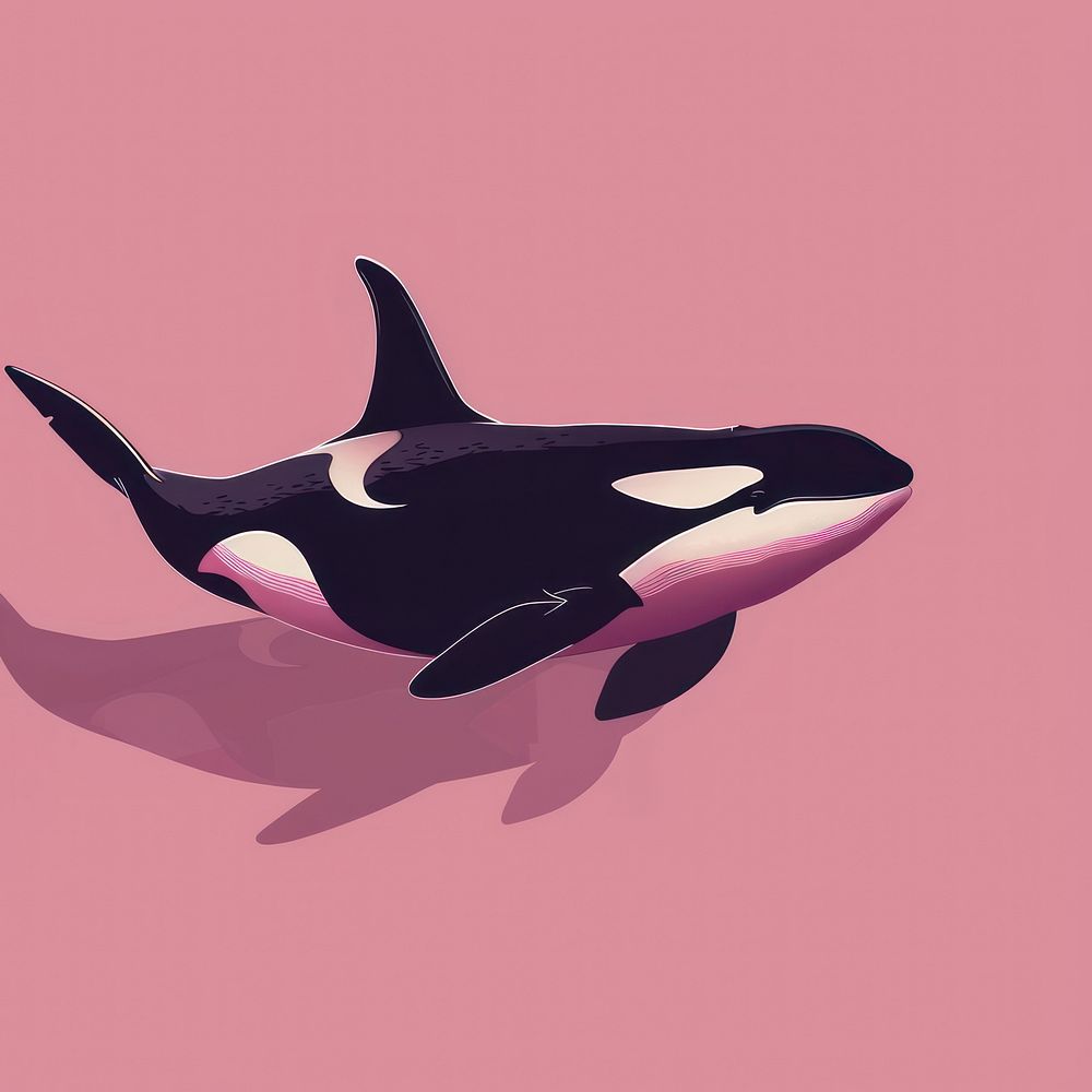Y2k illustration of orca animal whale shark.