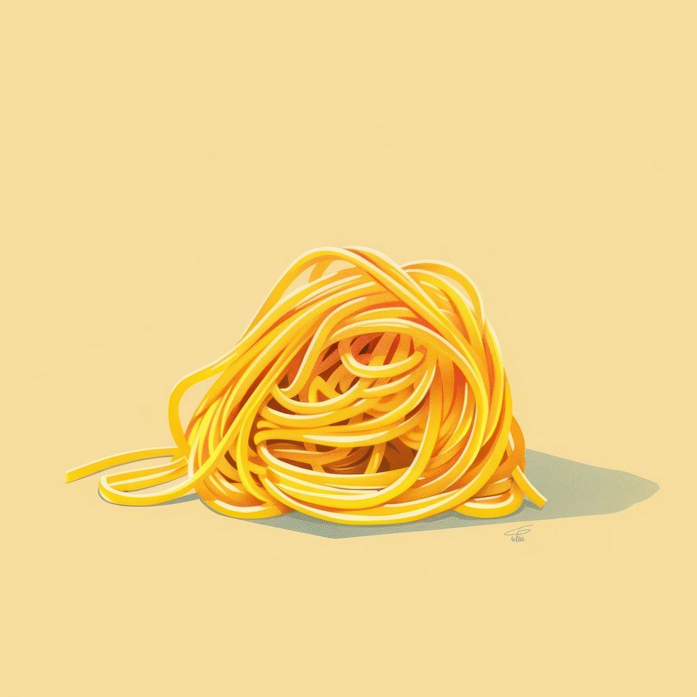 Y2k illustration of spaghetti pasta food yellow.