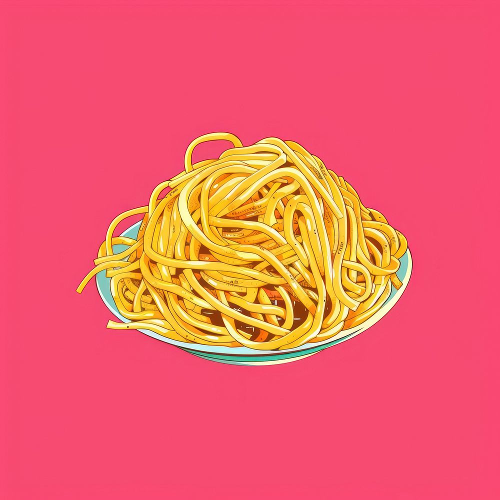 Y2k illustration of spaghetti noodle pasta food.