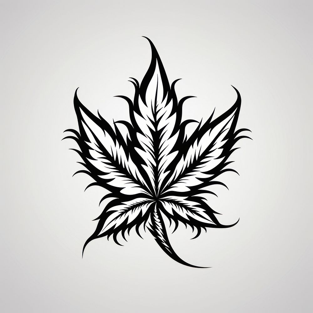 Cannabis leaf plant black logo.