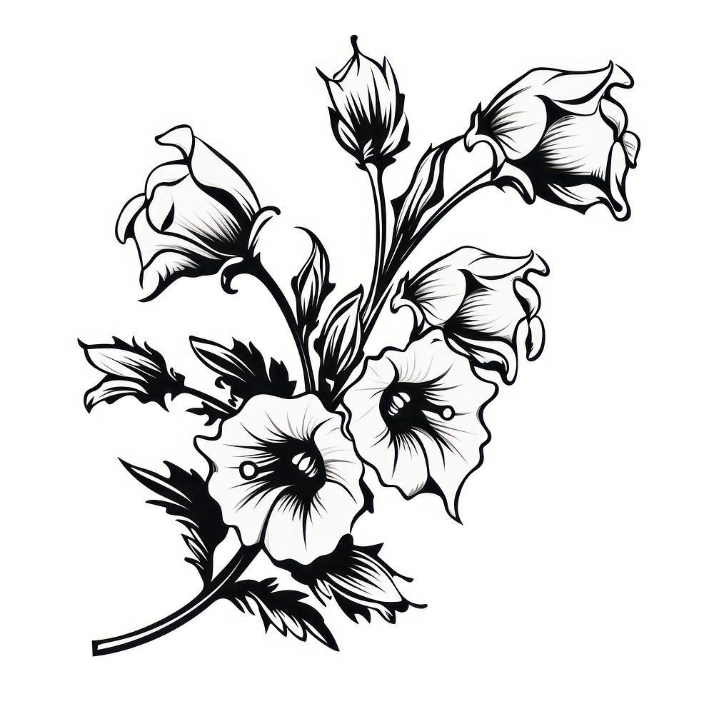 Canterbury bells flower drawing sketch plant.