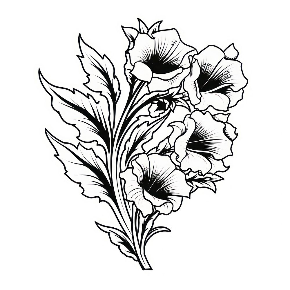 Canterbury bells flower pattern drawing sketch.