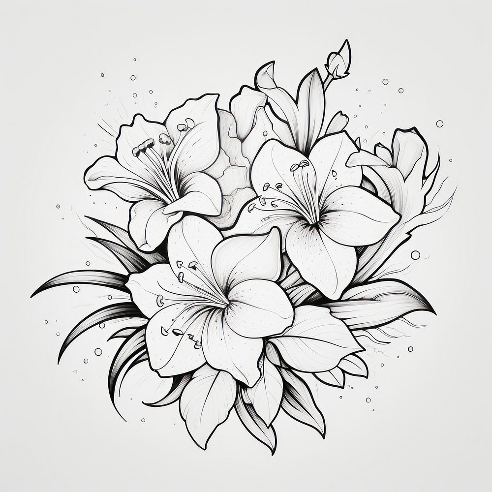 Champa flower pattern drawing sketch.