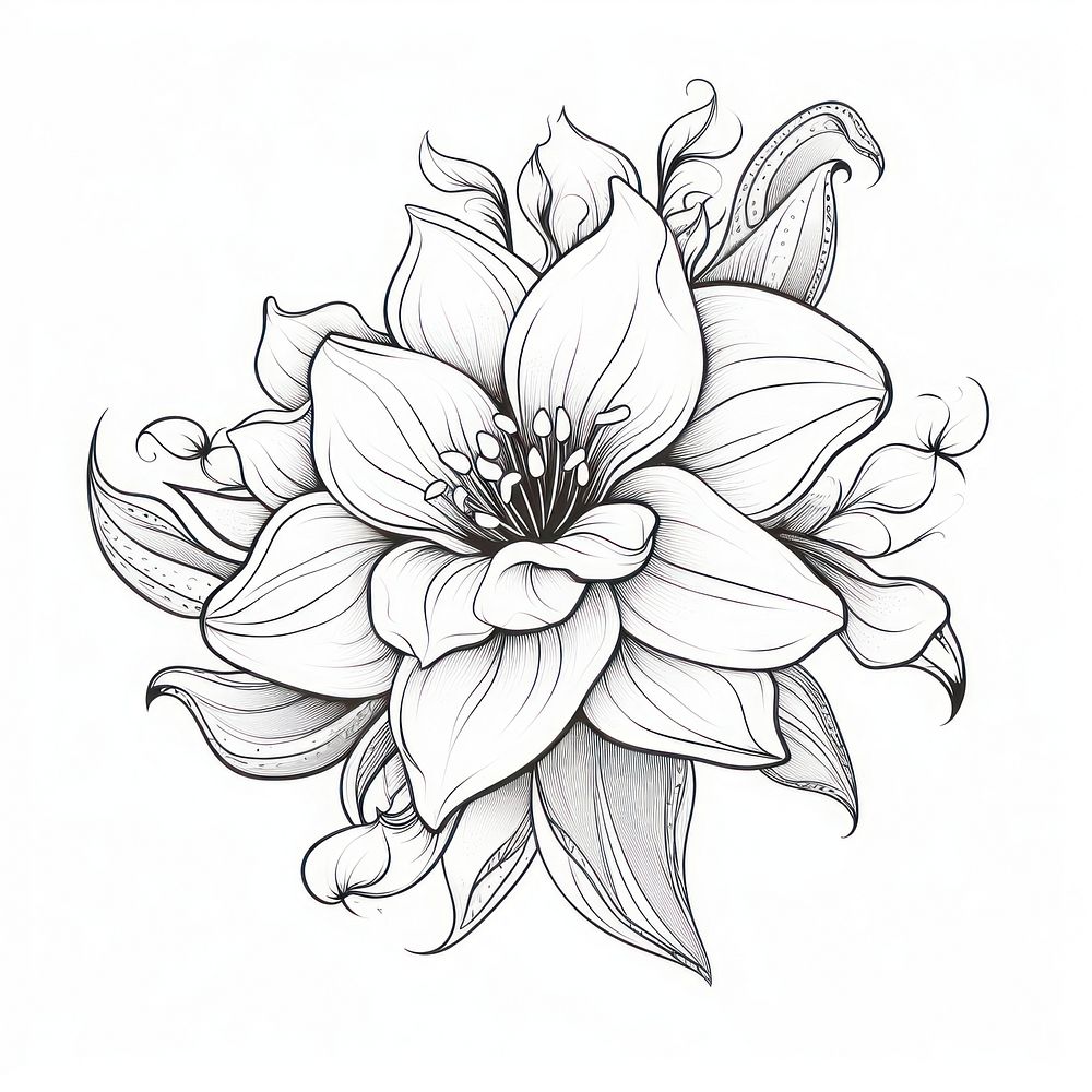 Champa flower drawing sketch white.