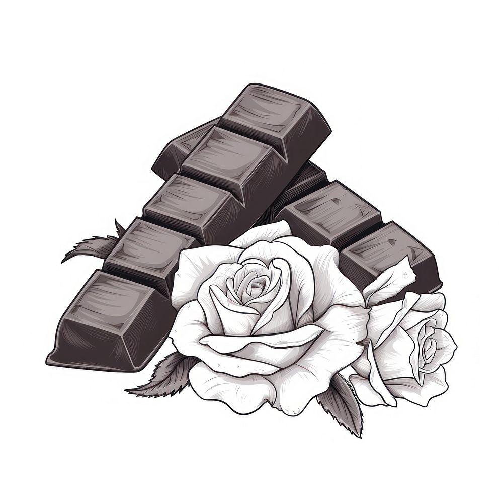 Chocolate bars drawing sketch rose.