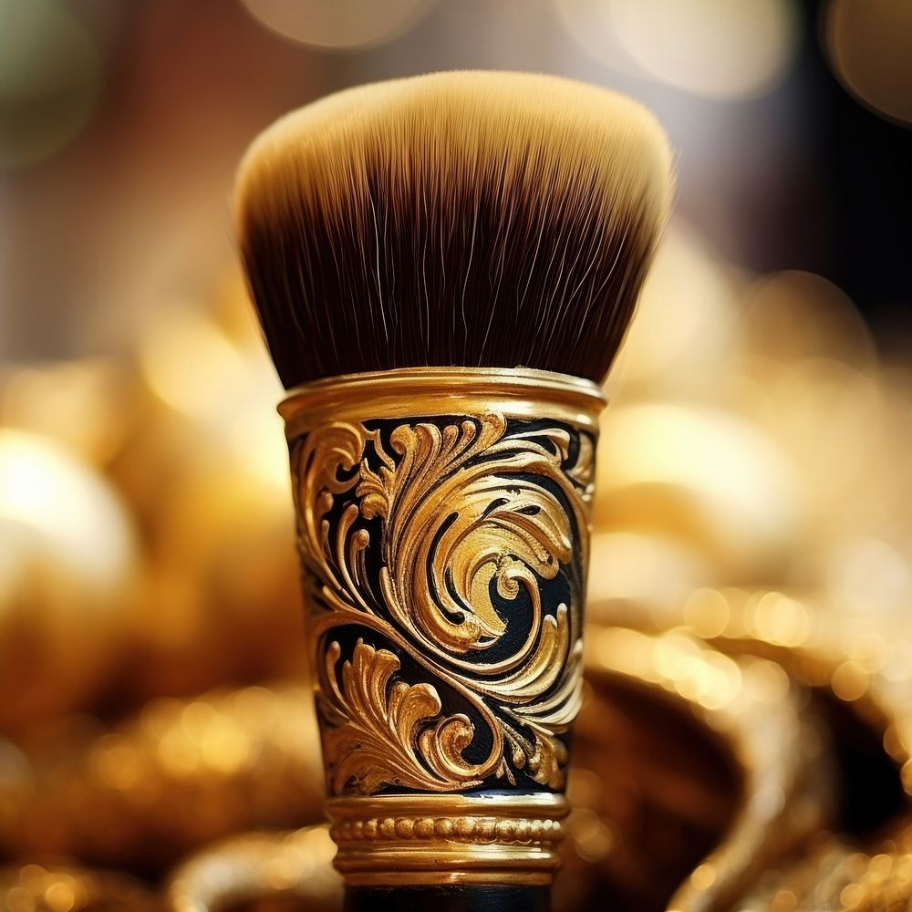 Creative Hand Painted Golden Brush brush cosmetics gold.