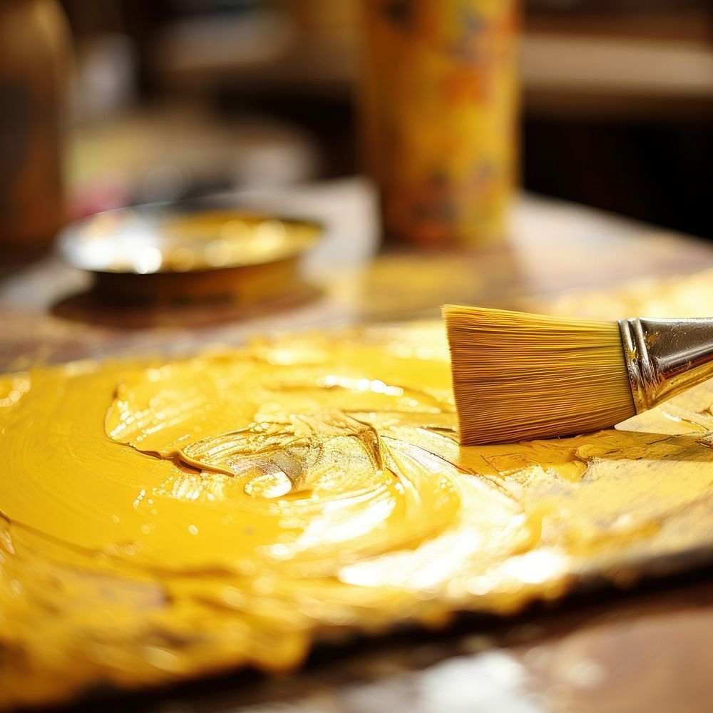 Creative Hand Painted Golden Brush brush paint paintbrush.