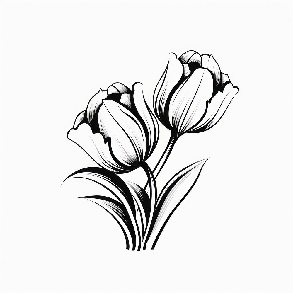 Cute tulip flower drawing sketch plant.