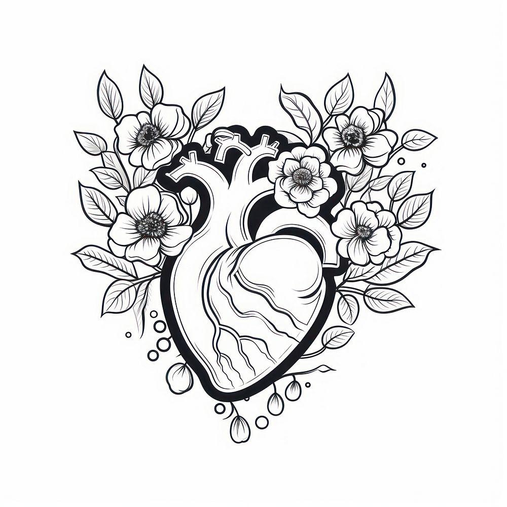 Cute heart pattern drawing sketch.