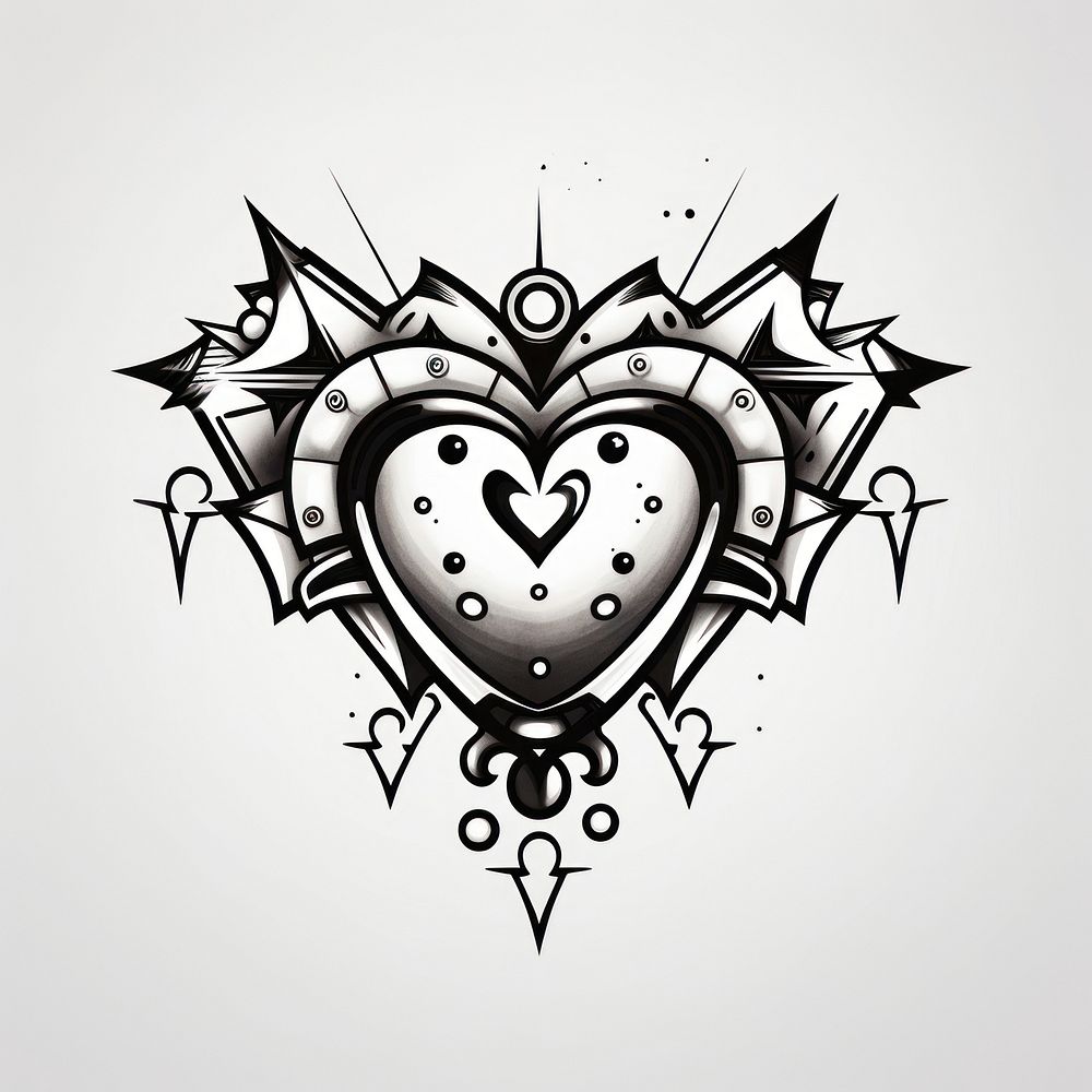 Cute heart drawing sketch illustrated.