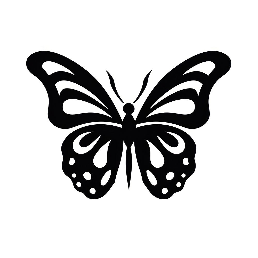 Butterfly logo icon silhouette black white.