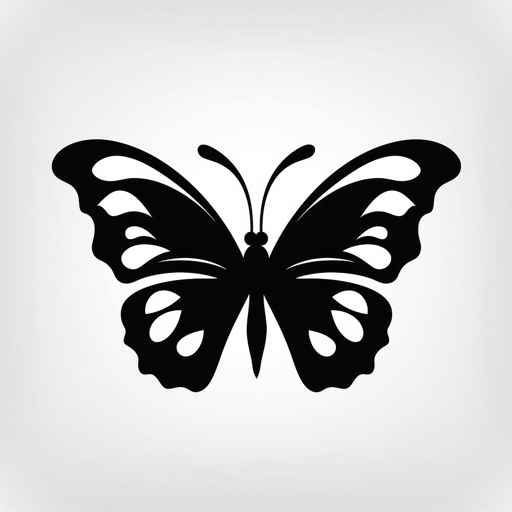 Butterfly logo icon silhouette black white.
