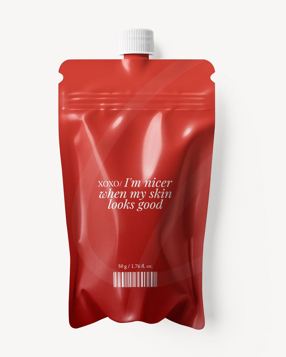 Red spout pouch pack mockup psd