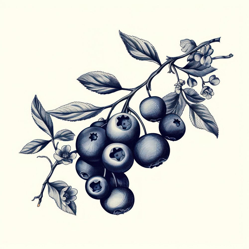 Blueberry drawing sketch fruit.