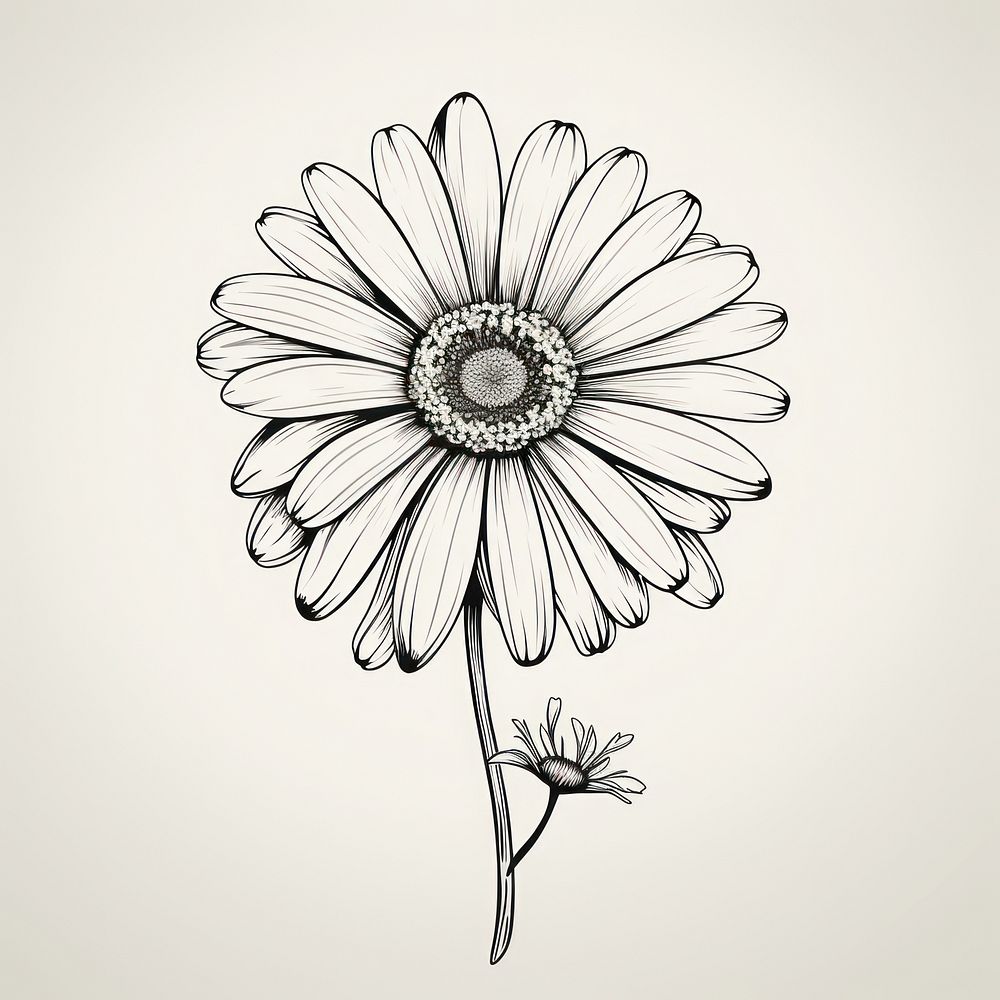 Daisy flower drawing sketch plant.