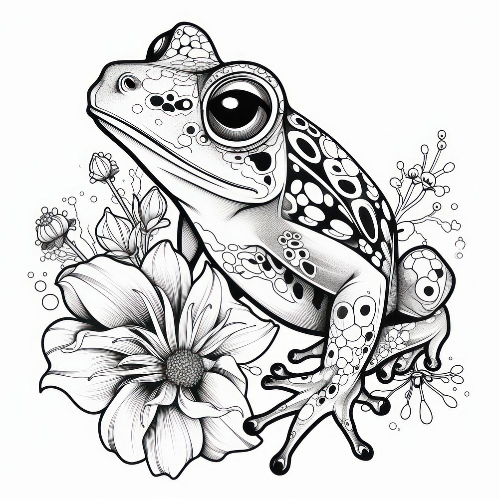 Frog amphibian drawing sketch.