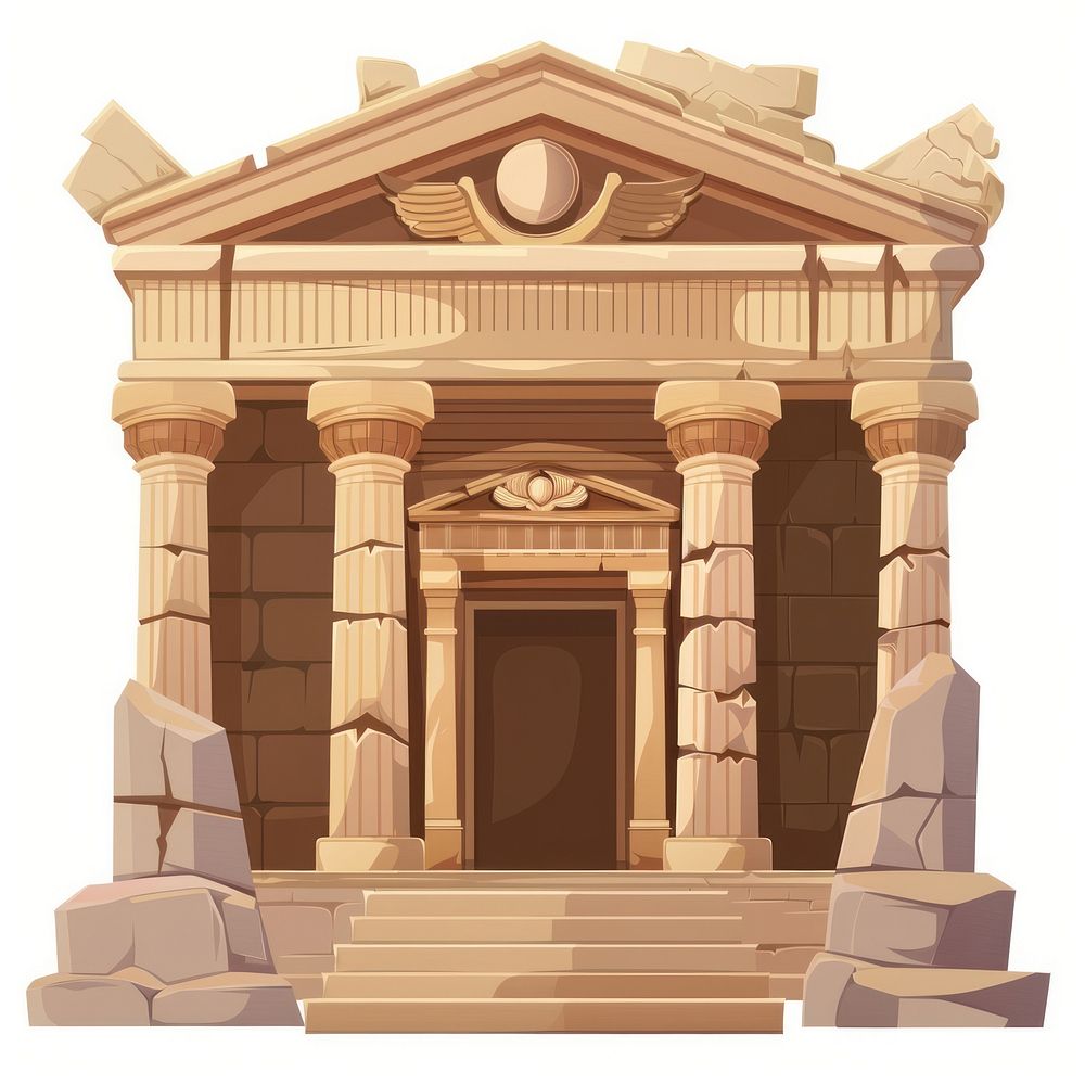 Cartoon of Ancient ruins temple architecture building ancient.
