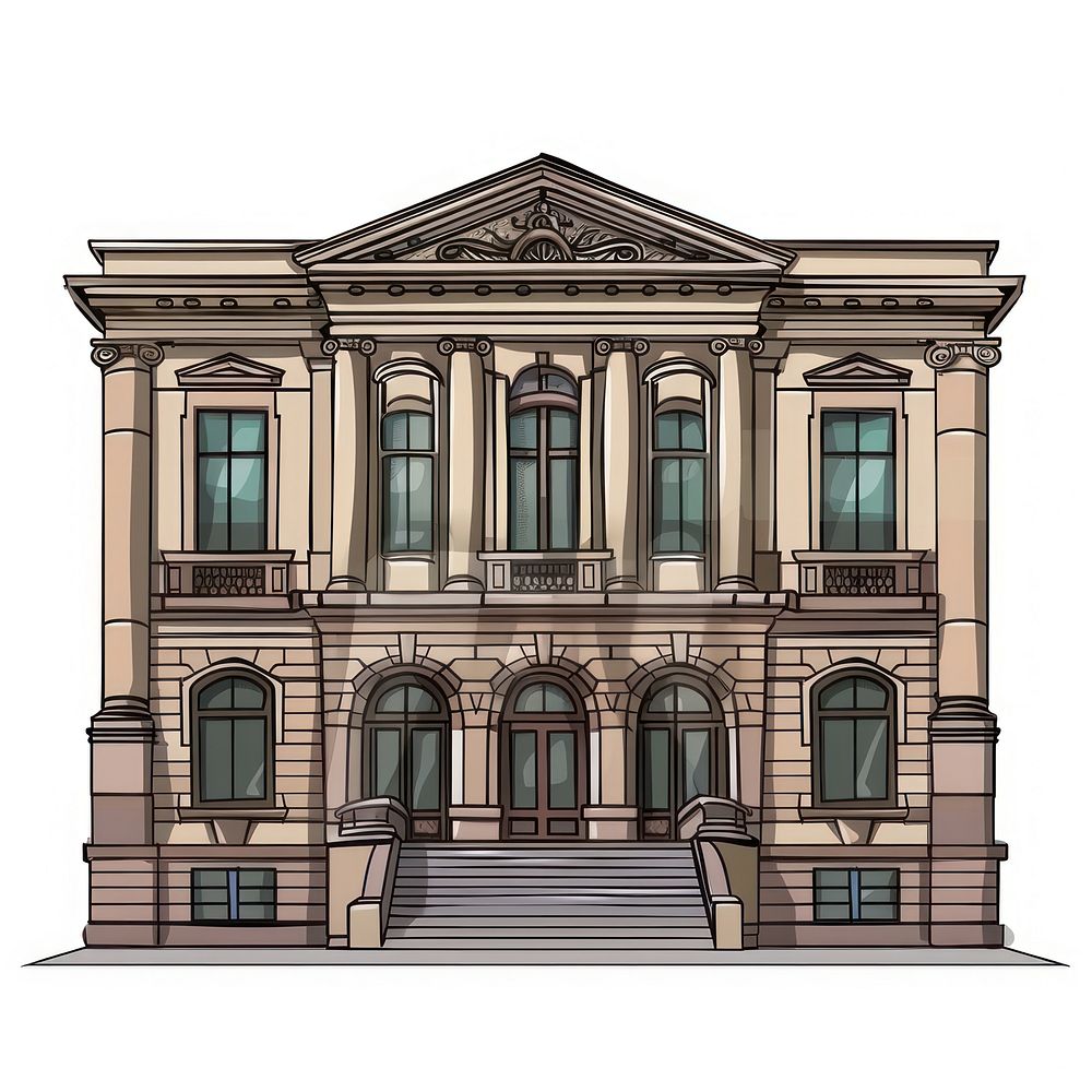 Cartoon of Art museum architecture building drawing.