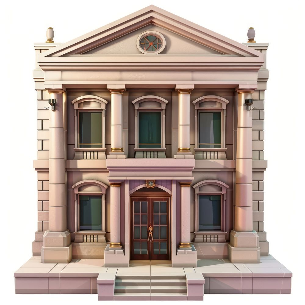 Cartoon of Bank architecture building house.