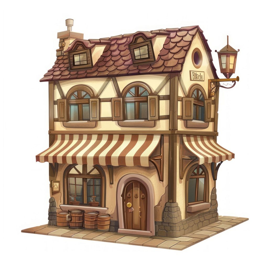 Cartoon of Bakery architecture building house.