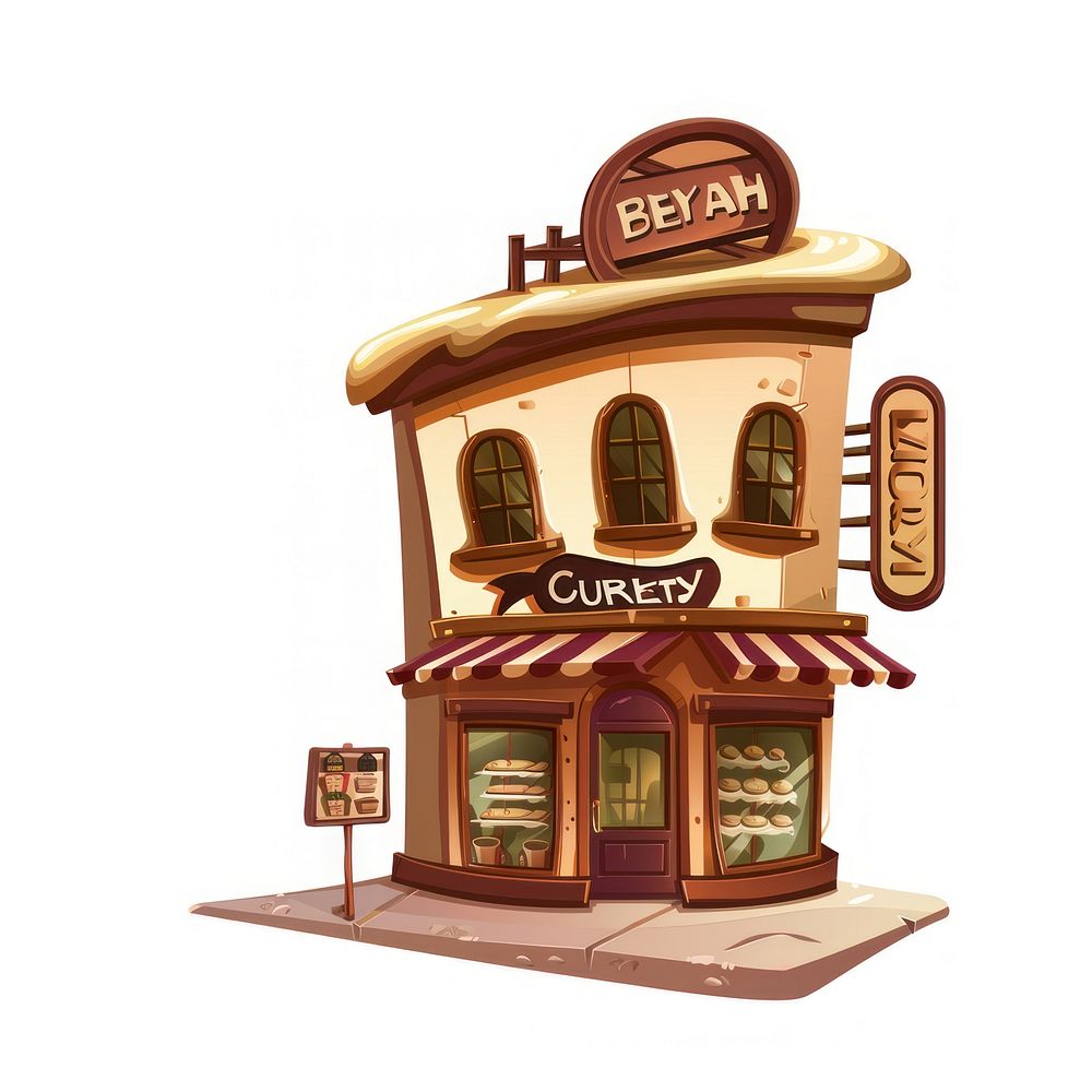 Cartoon of Bakery architecture building white background.