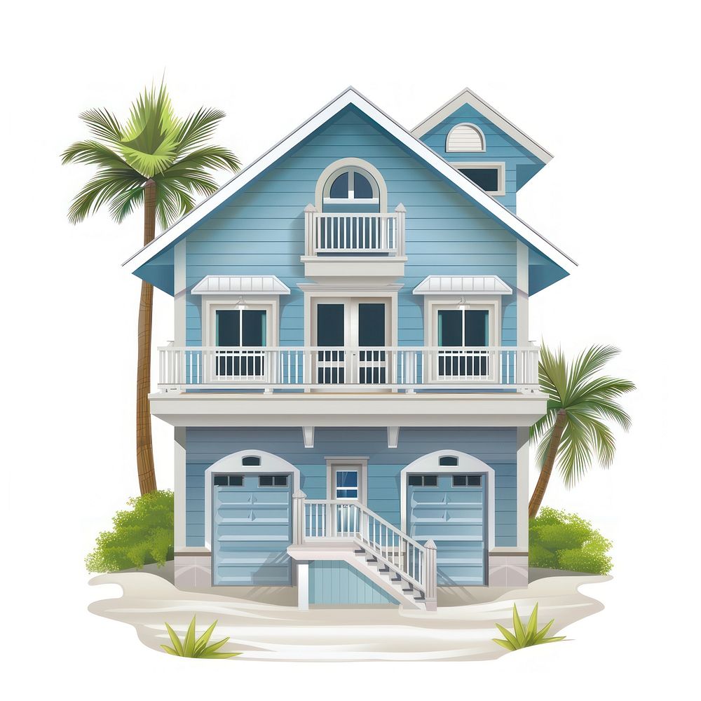 Cartoon of Beach house architecture building villa.