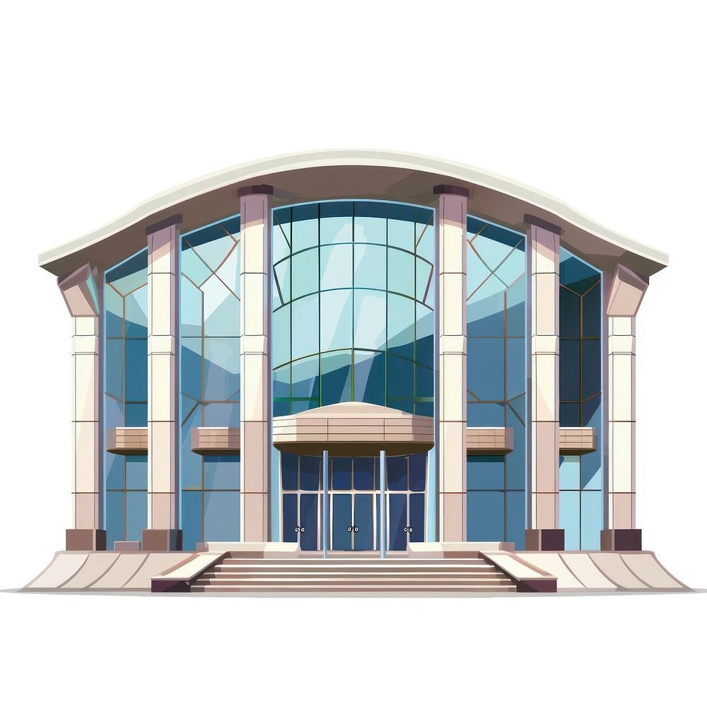 Cartoon of Concert hall architecture building window.