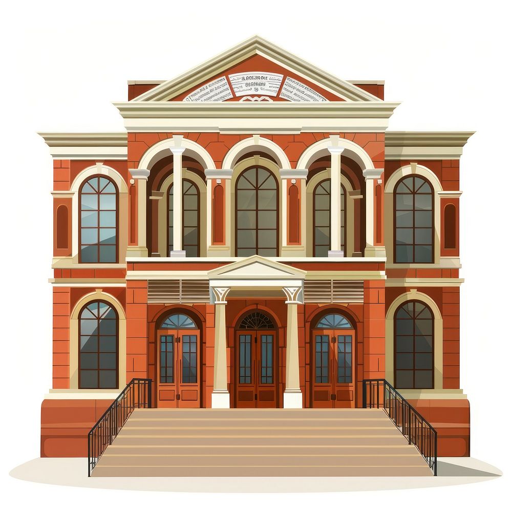 Cartoon of Concert hall architecture building staircase.