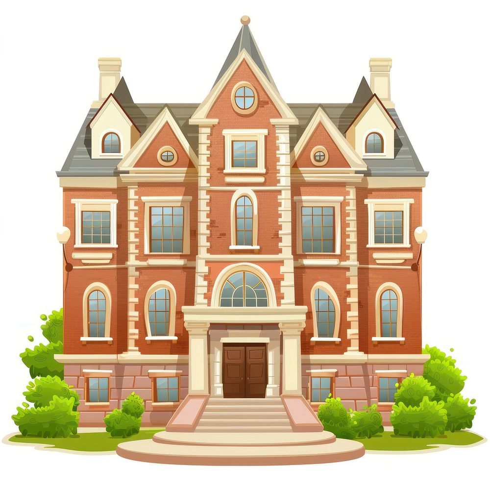 Cartoon of College architecture building house.