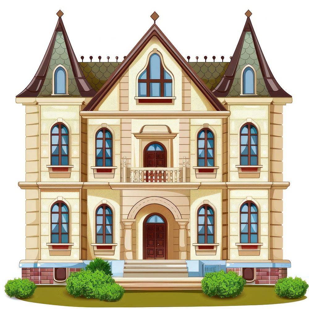 Cartoon of Gallery architecture building house.