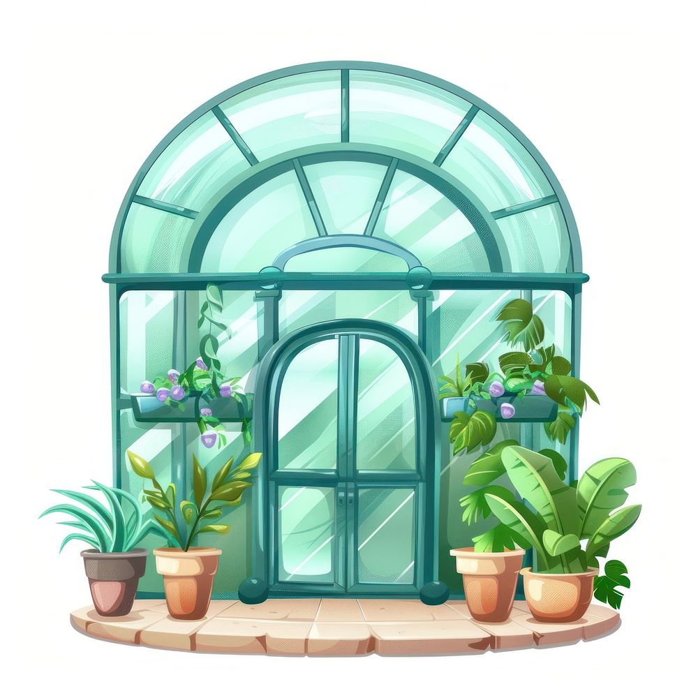 Cartoon of Greenhouse architecture greenhouse building.