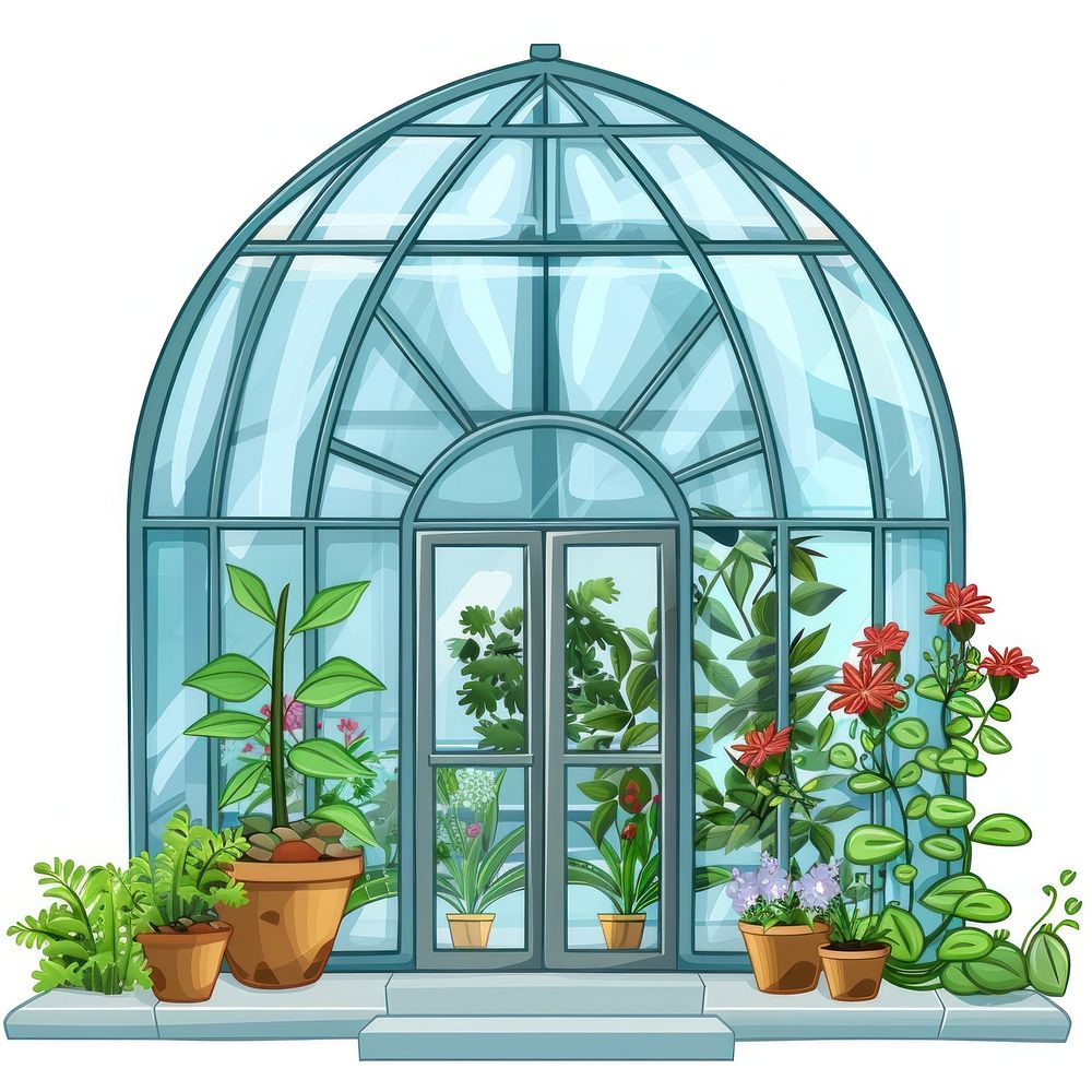 Cartoon of Greenhouse greenhouse architecture building.