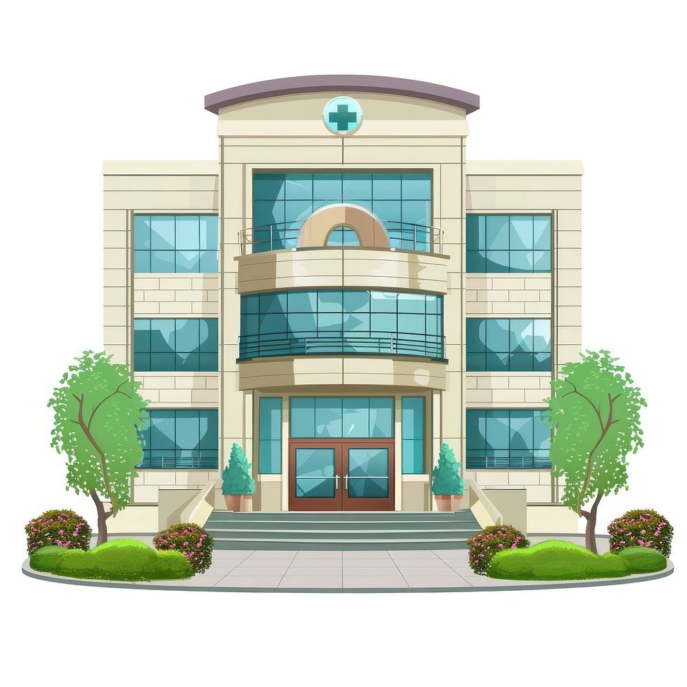Cartoon of Hospital architecture building house.
